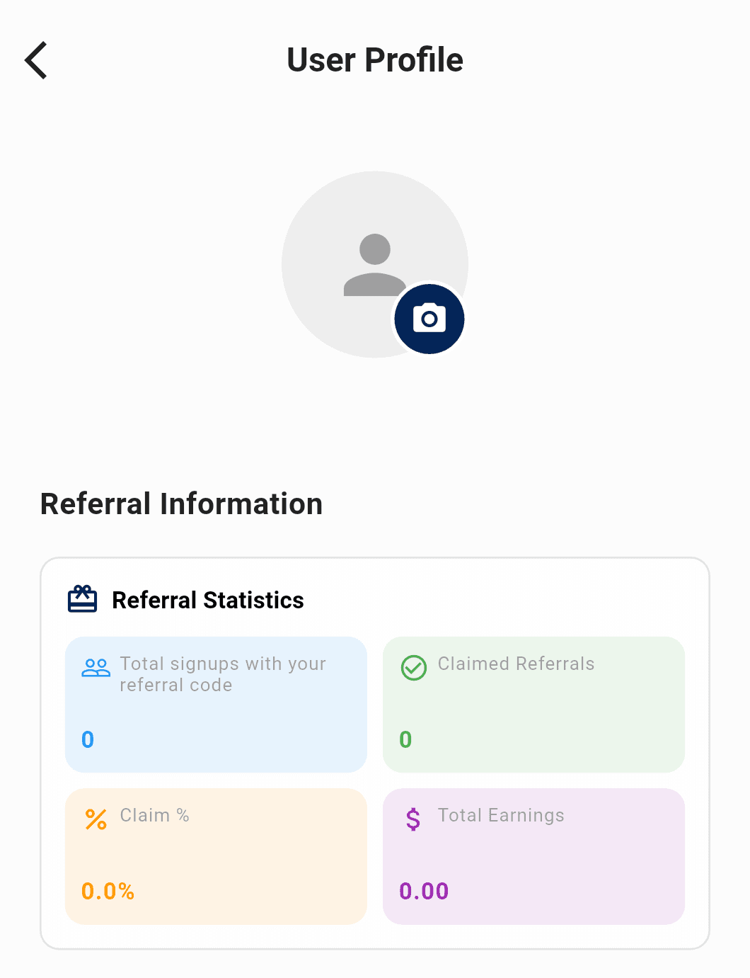 The profile and referral screen in the Family Equb app